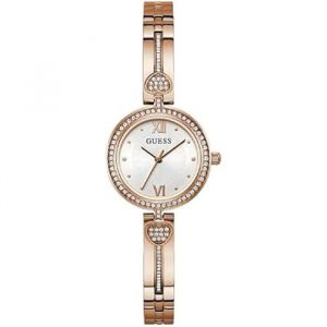 Guess Montre Femme G-Link - 27 Mm - Cadran Blanc - Boîtier Doré Rose - Quartz