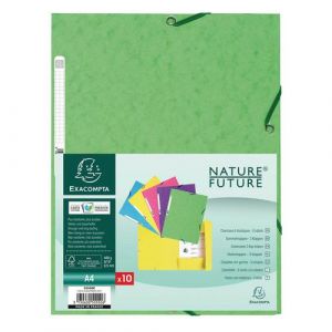 Exacompta Lot de 50 chemises 3 rabats &agrave; &eacute;lastiques carte lustr&eacute;e 400g/m2 - A4 - Couleurs assorties pastels - 55550E