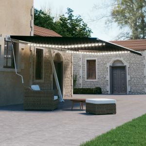 VidaXL Auvent manuel rétractable avec led 500x300 cm Anthracite Anthracite