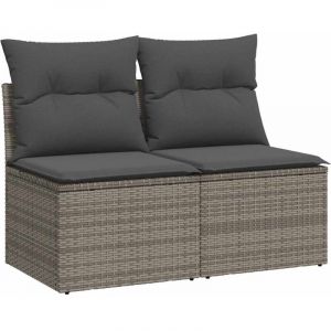 VidaXL Salon de jardin 2 pcs avec coussins gris résine tressée acacia