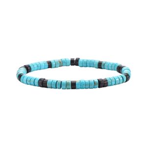 Bracelet Perles Heishi Turquoise Agate Noire