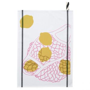 Declikdeco Torchon filet Citron Jaune Blanc 50 x 70