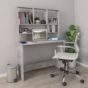 VidaXL Bureau avec &Eacute;tag&egrave;res Agglom&eacute;r&eacute; 110x45x157 cm Gris B&eacute;ton