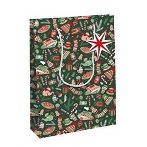 Clairefontaine X-32817-2C - Un sac cadeau Kraft blanc - Format large - 26,5x14x33 cm - 210g - Motif : Cosy - Emballage Cadeaux, Idéal pour : Jeux Société, Puzzles