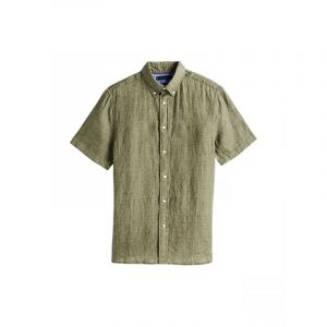 Tommy Hilfiger Chemise Manches Courtes En Lin - Kaki