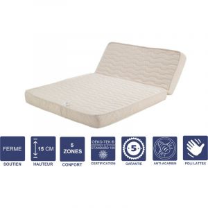 Literie Julien Matelas Ferme Pour tous BZ 140x200 x 15 cm + Oreiller Visco avec Latex Naturel sur Face Hiver Découpe ise 60 cm 5