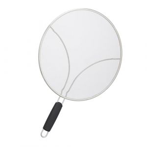 Relaxdays Couvercle Anti-éclaboussures pour poêles, Acier Inoxydable, diamètre 33 cm, avec poignée en Plastique, argenté