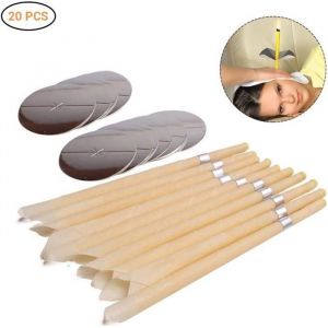 Bougies d'oreille,Cire d'abeille naturelle, Soins de santé?10 pcs avec 10 disques de protection