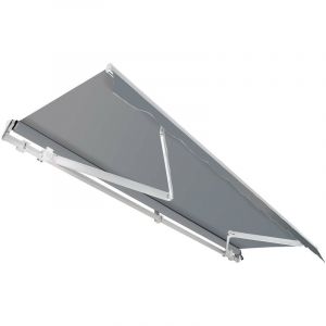 wiltec Toboli - Store banne rétractable manuel – 3 x 2,5 m – Anthracite – Montage mural – Marquise solaire Auvent Pare-soleil pour terrasse et balcon