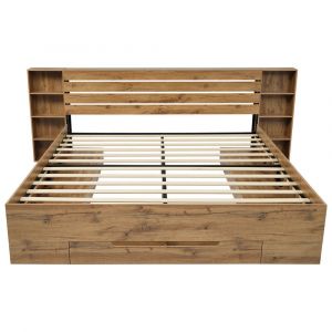 URBAN MEUBLE Coiffeuse vintage avec 2 tiroirs et design ondul&eacute; et poign&eacute;es dor&eacute;es 100x35x80cm