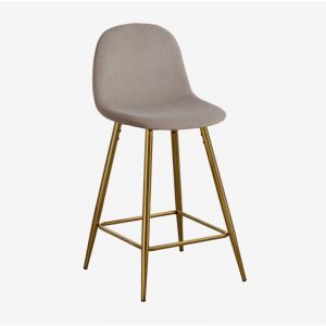 Tabouret haut en velours Glamm SKLUM Doré ↑65 cm Gris Taupe