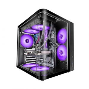Mars Gaming Boîtier de jeu Mc-curv ATX triple courbure en verre trempé double chambre USB-C noir