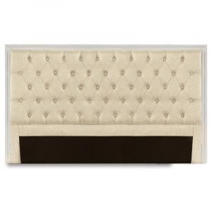 Image de Menzzo Tête de lit Hermione 180cm Bois blanc et Tissu Beige