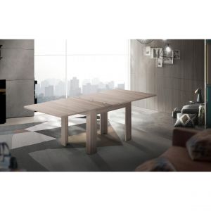 Alter Table à manger avec ouverture pour livre, Made in Italy, Console de cuisine auxiliaire, Table extensible, 90x90h75 cm, couleur Orme perlé - Dmora