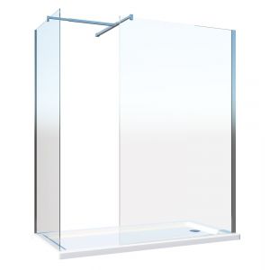 Parois De Douche De 8 Mm Type Walk-in Avec Barre De Soutien À T Réversible H.200 – 98-100 + 73-75 Cm