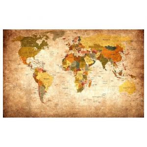 Hxadeco - Affiche carte du monde ton orangé - 60x40cm - made in France - Marron