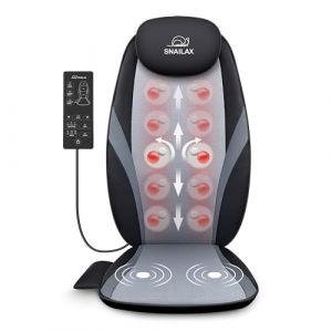 Snailax Siège Massant, Shiatsu Appareil de Massage du Dos Chauffant, Fauteuil de massage Relaxation Pétrissage Roulement pour Domicile Bureau, Cadeaux