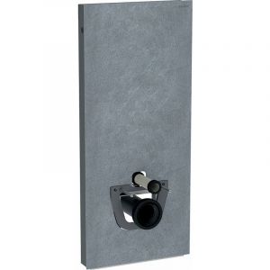 Image de Geberit Panneau sanitaire Monolith WC suspendu Grès céramique aspect ardoise/aluminium chromé noir 114 cm