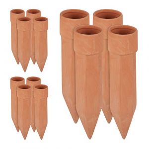 Relaxdays Cône en Argile d’arrosage, Lot de 12, Accessoire d’arrosage, Bouteilles d’1,5 L, 19 x 4,5 cm, Terre Cuite