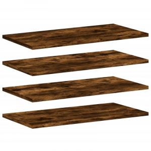 VidaXL &Eacute;tag&egrave;res Murales 4 pcs, Tablettes Suspendues avec Rangement, &Eacute;tag&egrave;res &agrave; Livres Flottantes, D&eacute;corations de Salon, Ch&ecirc;ne Fum&eacute; Bois d'Ing&eacute;nierie