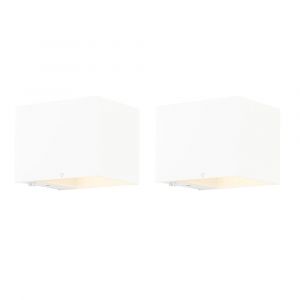 Qazqa Lot de 2 appliques murales blanches avec variateur et recharge - Joris