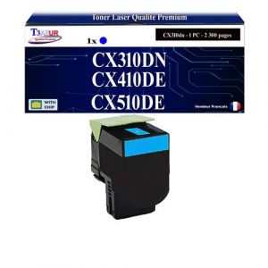 80C2SC0/ 80C0S20 - Toner compatible avec Lexmark CX510, CX510de, CX510dhe, CX510dthe Cyan - 2 000 pages