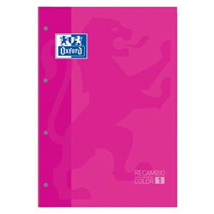 Oxford Liderpapel - Rechange couleur 1 din a4+ 80 feuilles 90 gr cadre 5 mm 4 perceuses couleur fuchsia