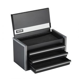 VEVOR Boîte à Outils Métal, 218,4 mm, Caisse à Outils Acier Portable avec 3 Tiroirs, Petit Coffre à Outillage, Doublure EVA, Patins PP, Ouverture à Roulement à Billes, Finition Revêtement Poudre, Noir