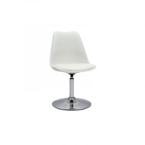 Miliboo Chaise pivotante blanche et m&eacute;tal chrom&eacute; steevy v2