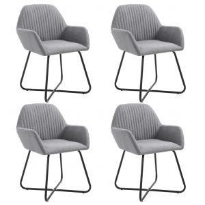 Image de VidaXL Les Tendances - Chaise tissu gris clair et pieds métal noir Mikee - Lot de 4