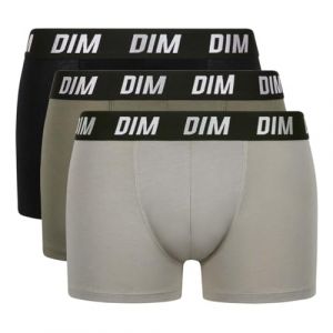 DIM Boxer Homme Noir/taupe/vert Coton Stretch Regul'activ T2 - Le Lot De 3