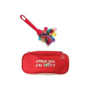 Kit Accessoires Loto Bingo 3 en 1 - Trousse + Baton ramasse jetons magnetique Rouge + 100 pions aimantes - Set Materiel Jeu + Carte