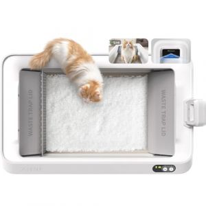 PETKIT PUROBOT Crystal Duo Litiere Chat Autonettoyante, Bac Litière Autonettoyante Révolutionnant avec Caméra IA, Espace Ouvert，Surveillance de Santé，Sûre et Anti-pincement，Double Désodorisation