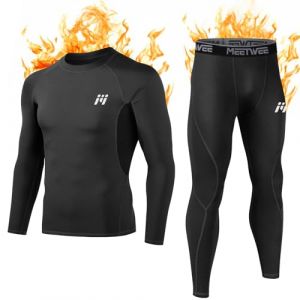 MEETWEE Ensemble de sous-Vêtements Thermiques Homme, Sport Base Layer Maillot Manches Longues + Pantalon Quick Dry Sou Vetement pour L'entraînement Ski Running Randonnée