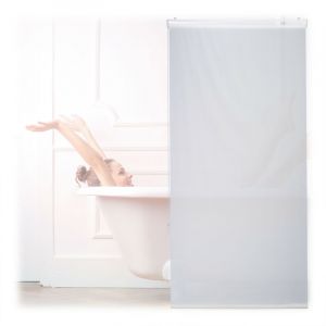 Image de Relaxdays Store de baignoire, 80x240 cm, rideau de douche hydrofuge, plafond & fenêtre, pare-bain, salle de bain, blanc