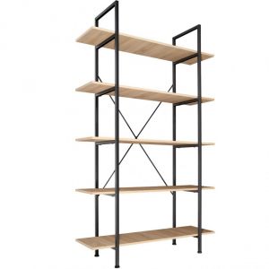Grande étagère bibliot que au look industriel/ vintage 5 niveaux 179,5 cm beige 08_0000255