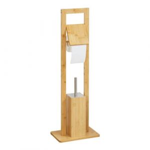 Nova Porte papier toilette sur pied Västerås avec brosse bambou [en.casa]