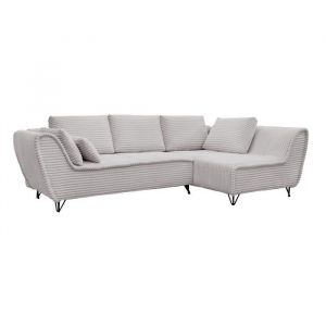 SEYNA - Canapé d’angle convertible avec coffre en velours côtelé gris- Angle droit