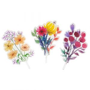 Embellissement Bouquet fleur - acrylique - 3 pi&egrave;ces - de 8,3 &agrave; 8,7 cm