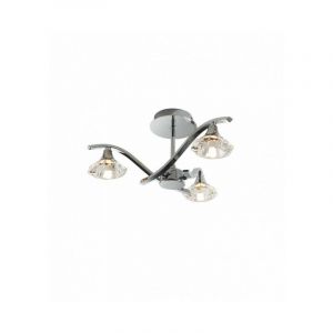 Endon Plafonnier Langella, chrome et cristal, 3 ampoules