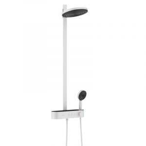 Hansgrohe Pulsify s - Set de douche 260 avec thermostat ShowerTablet Select 400, 2 jets, EcoSmart, blanc mat 24241700