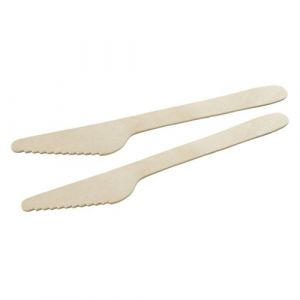 Fackelmann 31027 Lot de 30 Couteaux jetables en Bois FSC, Couteaux à Usage Unique biodégradables, Bois certifié FSC, 16,5 x 2,5 cm