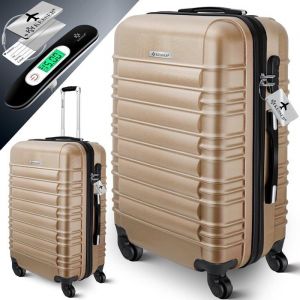 KESSER Valise rigide de Voyage 84L Avec Roulettes et Poignée ABS Trolley Avec Serrure Champagne