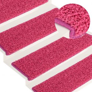 VidaXL Tapis d'escalier 15 pcs 65x25 cm Rose