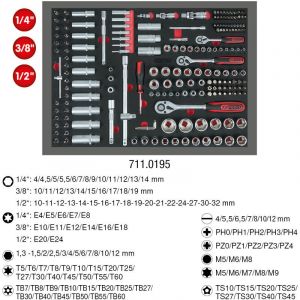 Image de KS Tools 1/4'+3/8'+1/2' Module de douilles, 195 pcs, modules système 1/1