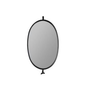 DRAWER LARA - Miroir ovale en m&eacute;tal Zuiver - Noir