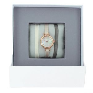 Montre femme Les Interchangeables Coffret Montre Ruban Satin Strech A56834 - Bracelet Tissu Marron