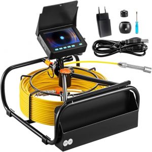 VEVOR Caméra Inspection Canalisation 30 m Endoscope Drain avec Écran 4,3'' avec Lumière 6 LED Réglables, Carte SD 16 Go, Zoom 3X, Vidéo, Étanche IP68, pour Conduit, Égout, Plomberie, Tuyaux, Maison