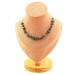 Collier 20 perles Labradorite de Finlande cha&icirc;ne inox - A Bijoux