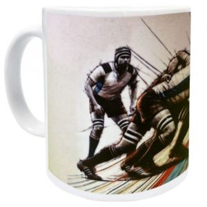 Mug Rugby M&ecirc;l&eacute;e en c&eacute;ramique blanche